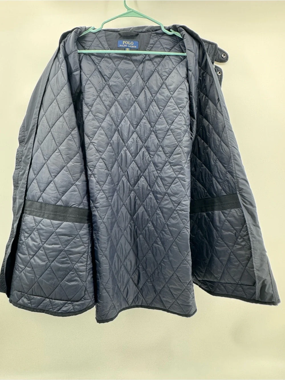 Polo Ralph Lauren Iconic Quilted Vest 2XLT Big Tall Navy Leather Trim